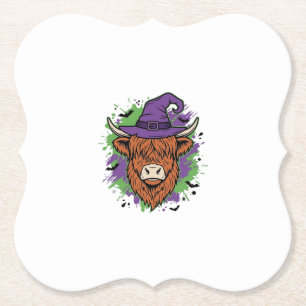 Dessous-de-verre En Papier Chapeau de sorcière de vache des Highlands Hallowe