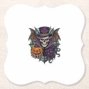 Dessous-de-verre En Papier Chapeau Haut de Forme Crâne de Halloween Ailes de