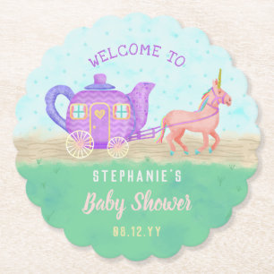 Dessous-de-verre En Papier Chariot du Baby shower du Tea Party de la Cute Uni
