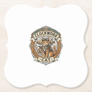 Dessous-de-verre En Papier Chat à ressort Chat Steampunk Vintage Art Vector S