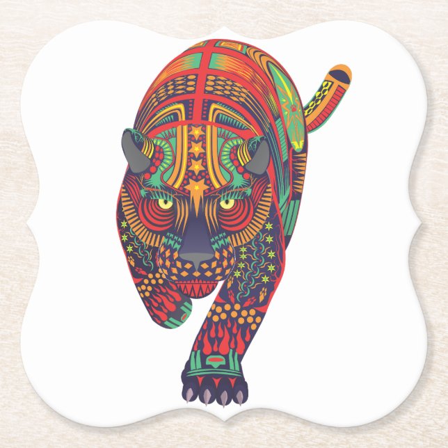 Dessous-de-verre En Papier Chat Alebrije Sombre (Devant)