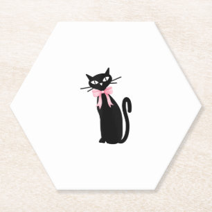 Dessous-de-verre En Papier Chat Atomique avec chatte rose Chatte Fille Nettoy