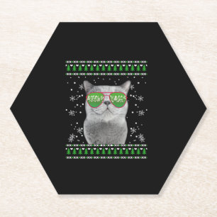 Dessous-de-verre En Papier Chat avec lunettes de soleil Meowo laide pull de N