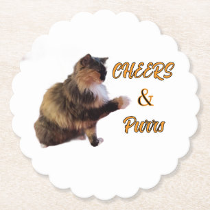 Dessous-de-verre En Papier Chat Calico « Cheers & Purrs »