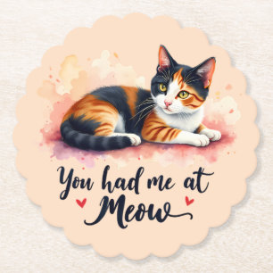 Dessous-de-verre En Papier Chat calico Vous m'avez eu à Miaou Aquarelle