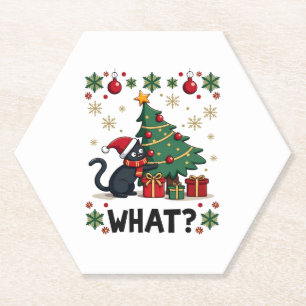 Dessous-de-verre En Papier Chat Ce Chat Noir Drôle Poussant Arbre De Noël Ug