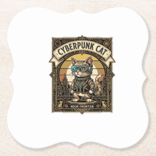 Dessous-de-verre En Papier Chat Cyberpunk Chat Cyberpunk Vintage