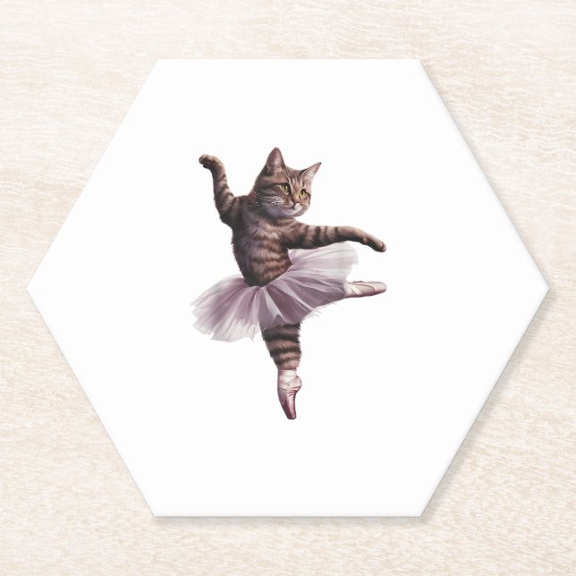Dessous-de-verre En Papier Chat danseuse de ballet (Devant)