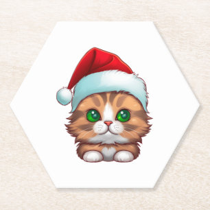 Dessous-de-verre En Papier Chat de Noël classique Fluffy Munchkin T-shirt