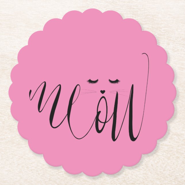 Dessous-de-verre En Papier Chat de viande rose (Devant)