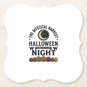 Dessous-de-verre En Papier Chat d'Halloween Chats noirs Citrouilles Vintage D