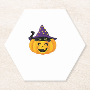 Dessous-de-verre En Papier Chat d'Halloween en Citrouille - Baguette de chato