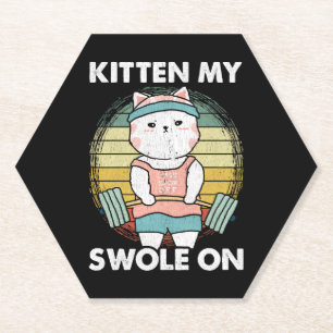 Dessous-de-verre En Papier Chat Drôle de Musculation Motivation Gym Animal