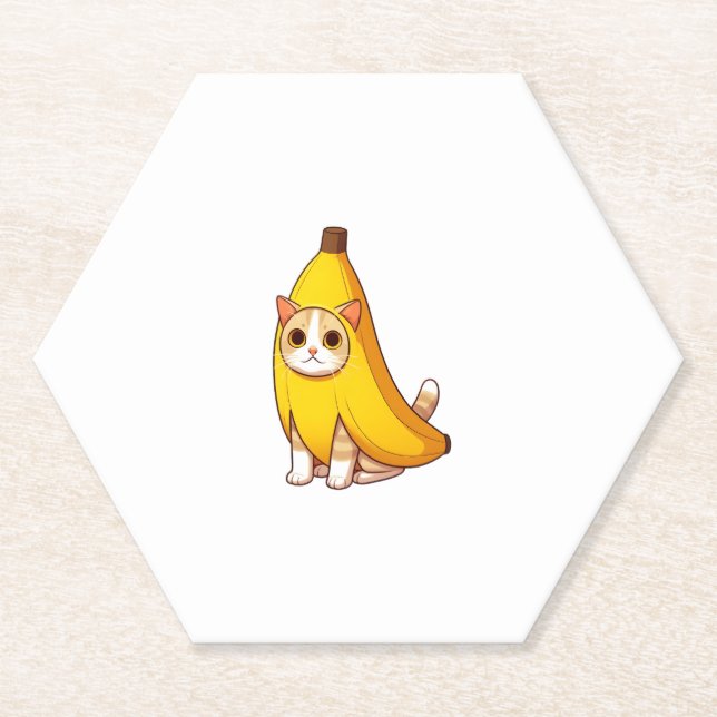 Dessous-de-verre En Papier Chat en costume de banane (Devant)