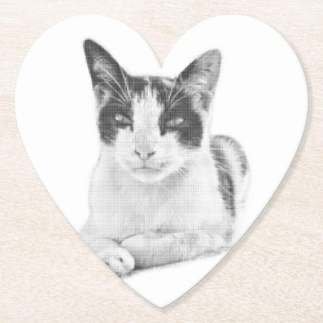 Dessous-de-verre En Papier Chat en demi-teinte (Devant)
