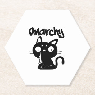 Dessous-de-verre En Papier Chat Funny Anarchie Halloween Animaux Pour Femmes 