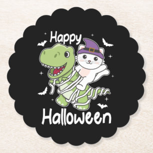 Dessous-de-verre En Papier Chat Happy Halloween T-rex costume maman