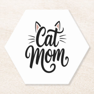 Dessous-de-verre En Papier Chat Maman Whiskers et Oreilles