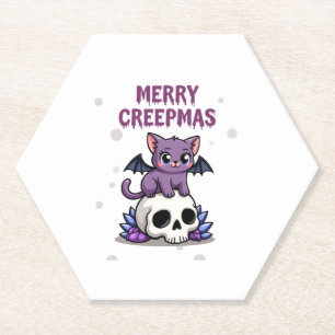 Dessous-de-verre En Papier Chat Merry Creepmas Pastel Goth Noël Crâne T-S