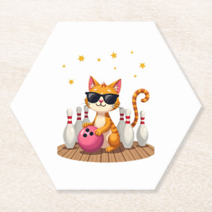 Dessous-de-verre En Papier Chat mignon Avec Lunettes De Soleil Chat Jouer Bow