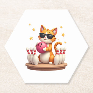 Dessous-de-verre En Papier Chat mignon Avec Lunettes De Soleil Chat Jouer Bow