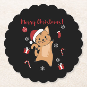 Dessous-de-verre En Papier Chat Noël Neige Hiver Animaux Chats