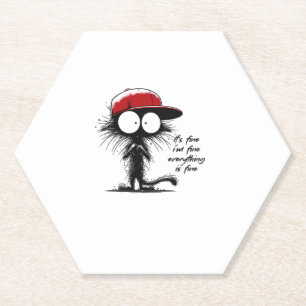 Dessous-de-verre En Papier Chat noir C'est bon Je vais bien Tout va bien Fu