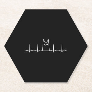 Dessous-de-verre En Papier chat noir enfants cadeau battement de coeur