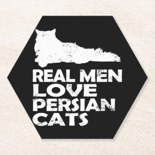 Dessous-de-verre En Papier Chat persan - les vrais hommes aiment les chats pe