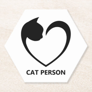 Dessous-de-verre En Papier Chat Personne Mon cœur bat pour les chats