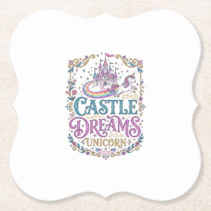 Dessous-de-verre En Papier Château de Licorne Rêves Licorne Fond Blanc Pri