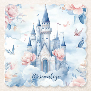 Dessous-de-verre En Papier Château Enchanté en Fleurs Pastel Floral Conte de