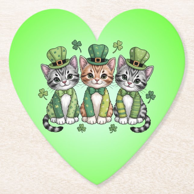 Dessous-de-verre En Papier Chatons chanceux de la Saint-Patrick-47474 (Devant)
