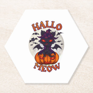 Dessous-de-verre En Papier Chatoween citrouille d'Halloween