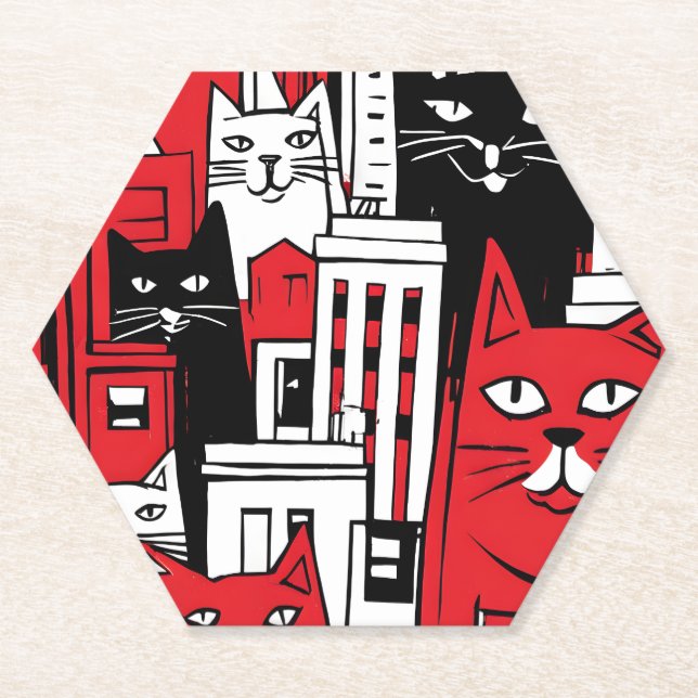 Dessous-de-verre En Papier Chats à New York (Devant)