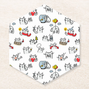 Dessous-de-verre En Papier Chats amusants, lait et magie.