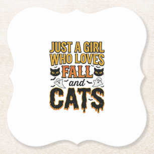 Dessous-de-verre En Papier Chats d'automne fille d'Halloween Graphisme Vintag