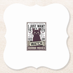 Dessous-de-verre En Papier Chats domestiques regardent des films d'horreur Co