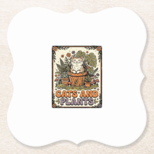 Dessous-de-verre En Papier Chats Et Plantes Chat Plantes Cottagecore Vintage