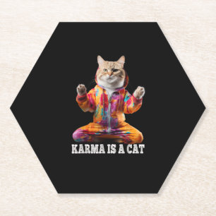 Dessous-de-verre En Papier Chats, Karma est un chat, Yoga sport chat