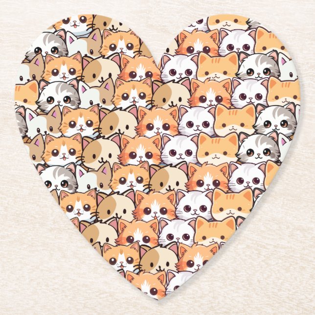 Dessous-de-verre En Papier Chats mignons chaton orange chaton animal Motif sa (Devant)