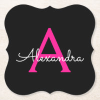 Chaud rose noir Script Girl Nom du monogramme