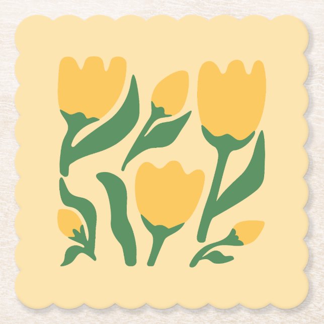 Dessous-de-verre En Papier Cheerful Yellow Tulips Paper Coaster (Devant)