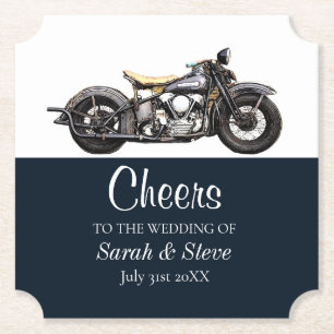 Dessous-de-verre En Papier Cheers Motorcycle Vintage Mariage Date Mariée Sall