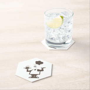 Dessous-de-verre En Papier Chef tenant un bol de soupe