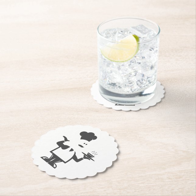 Dessous-de-verre En Papier Chef tenant un bol de soupe (En situation)