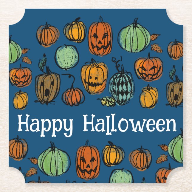 Dessous-de-verre En Papier Chefs de citrouille d'Halloween (Devant)