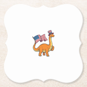 Dessous-de-verre En Papier Chemise avec gravure vintage du drapeau de dinosau