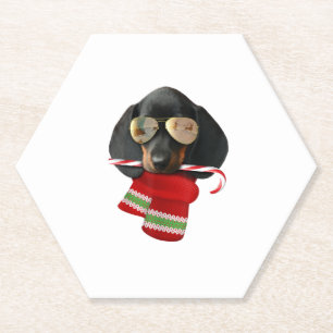 Dessous-de-verre En Papier Chemise Dachshund mignon Noël Cadeau Amoureux de l