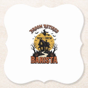 Dessous-de-verre En Papier Chemise de barista Halloween Sorcière drôle Pun de